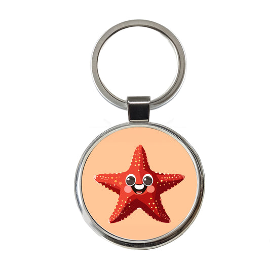 Starfish Star Fish Ocean Animal Funny Round Metal Keychain