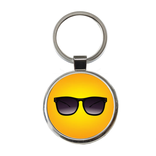 Sunglasses Black Summer Vacation Round Metal Keychain