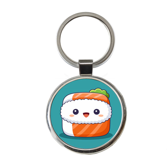 Sushi Food Cute Round Metal Keychain