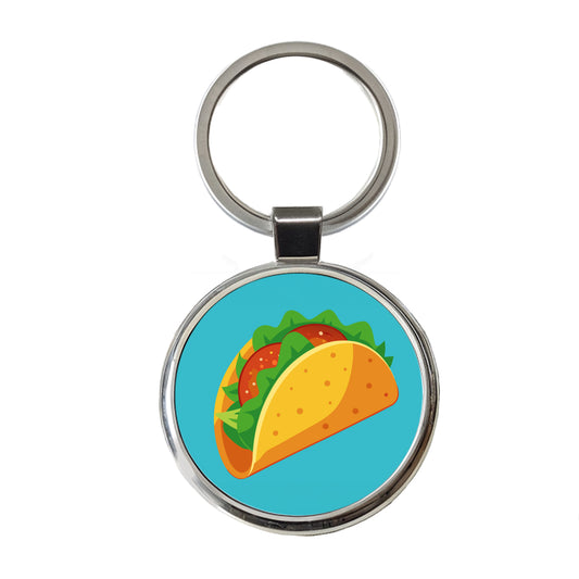 Taco Crispy Mexican Food Round Metal Keychain