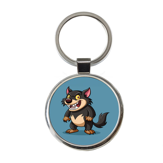 Tasmanian Devil Australian Animal Funny Round Metal Keychain