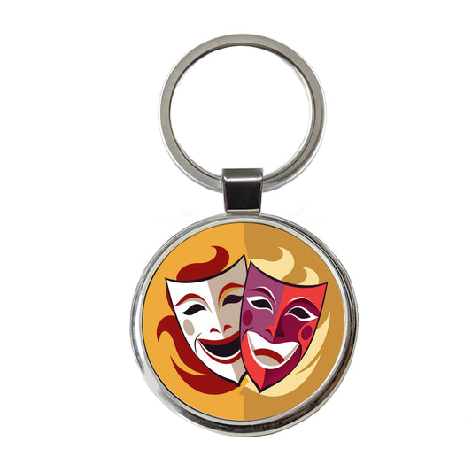 Theater Drama Masks Theatre Acting Actors Round Metal Keychain