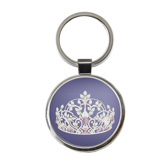 Tiara Princess Queen Royalty Round Metal Keychain