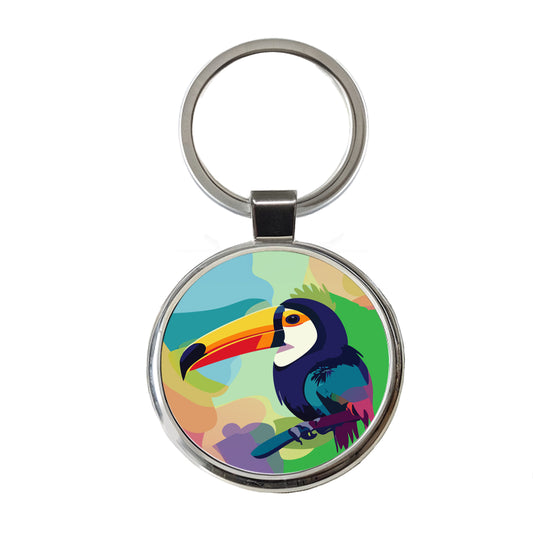 Toucan Tucan Tropical Bird Round Metal Keychain
