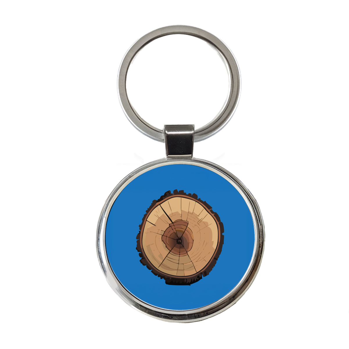 Tree Ring Slice Round Metal Keychain