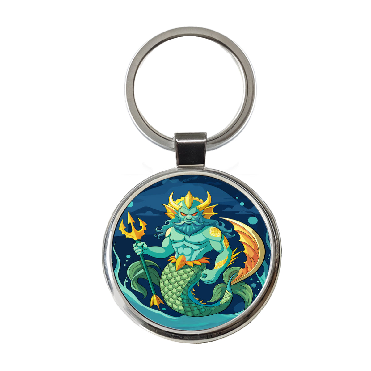 Triton Sea God Greek Mythology Round Metal Keychain