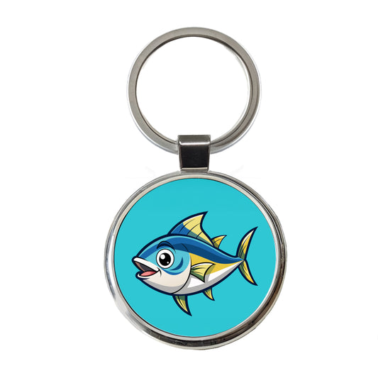 Tuna Fish Cute Round Metal Keychain