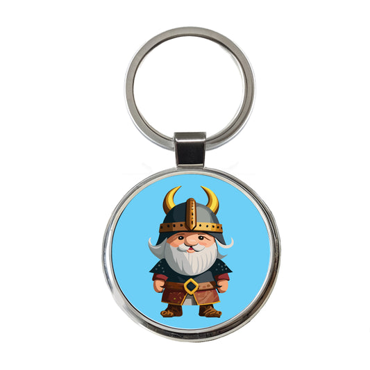 Viking Cute Standing Round Metal Keychain