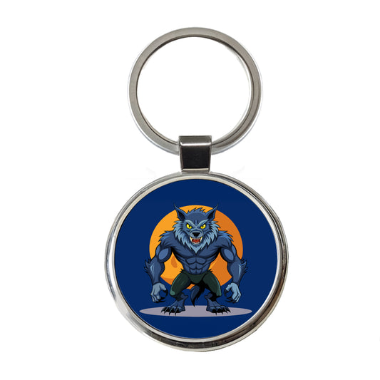 Werewolf Scary Round Metal Keychain