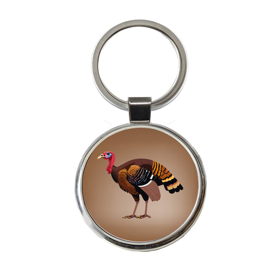 Wild Turkey Profile Round Metal Keychain