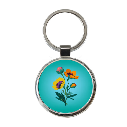 Wildflowers Wild Flowers Spring Nature Round Metal Keychain