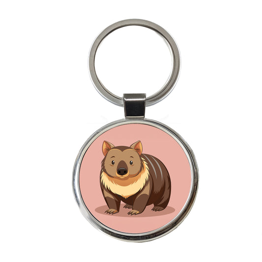 Wombat Australian Animal Cute Round Metal Keychain
