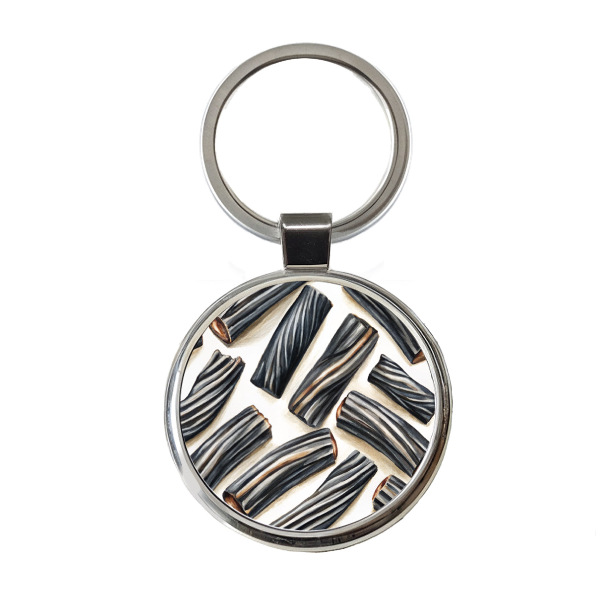 Black Licorice Round Metal Keychain