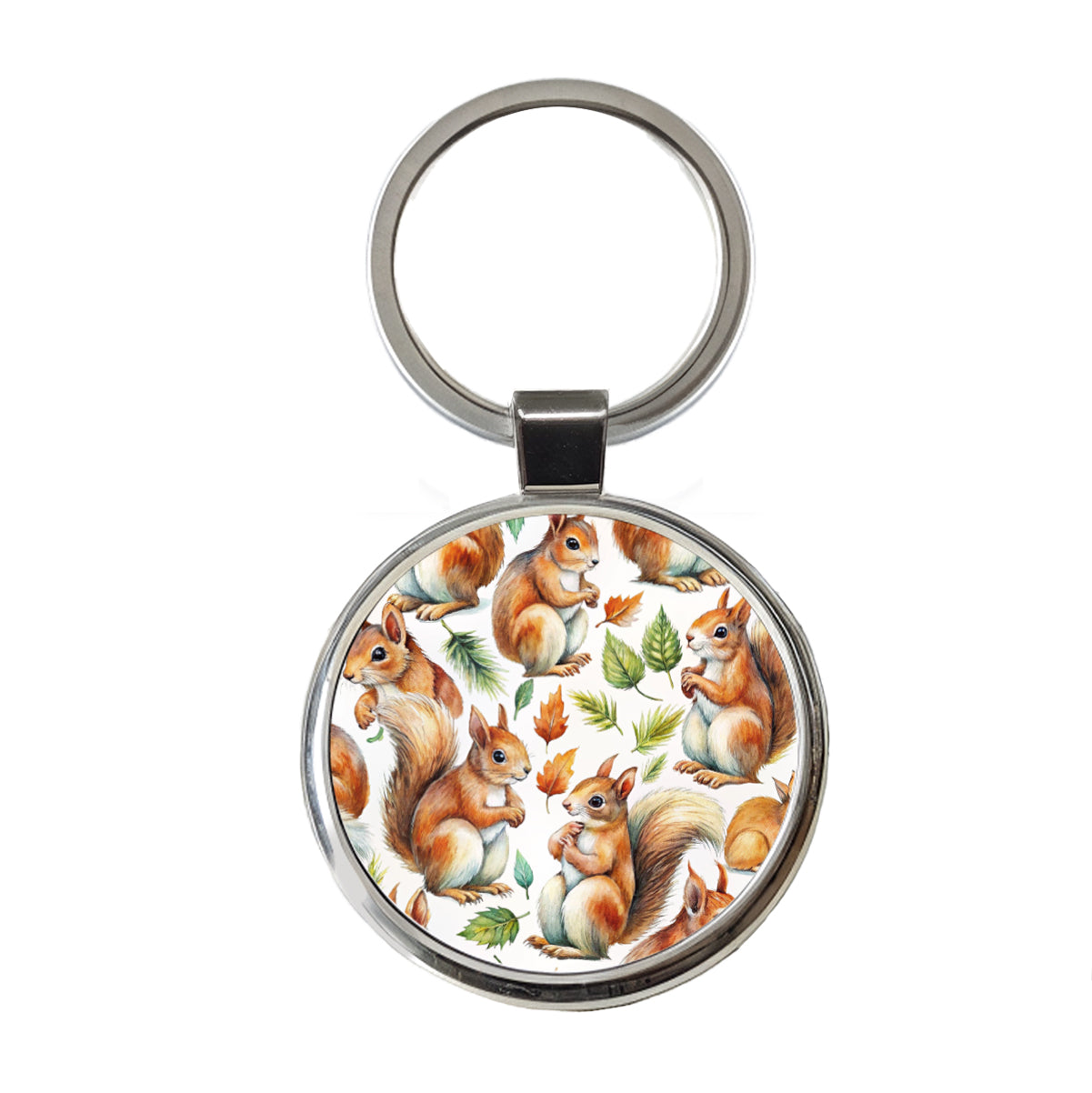 Bunch Of Squirrels Round Metal Keychain