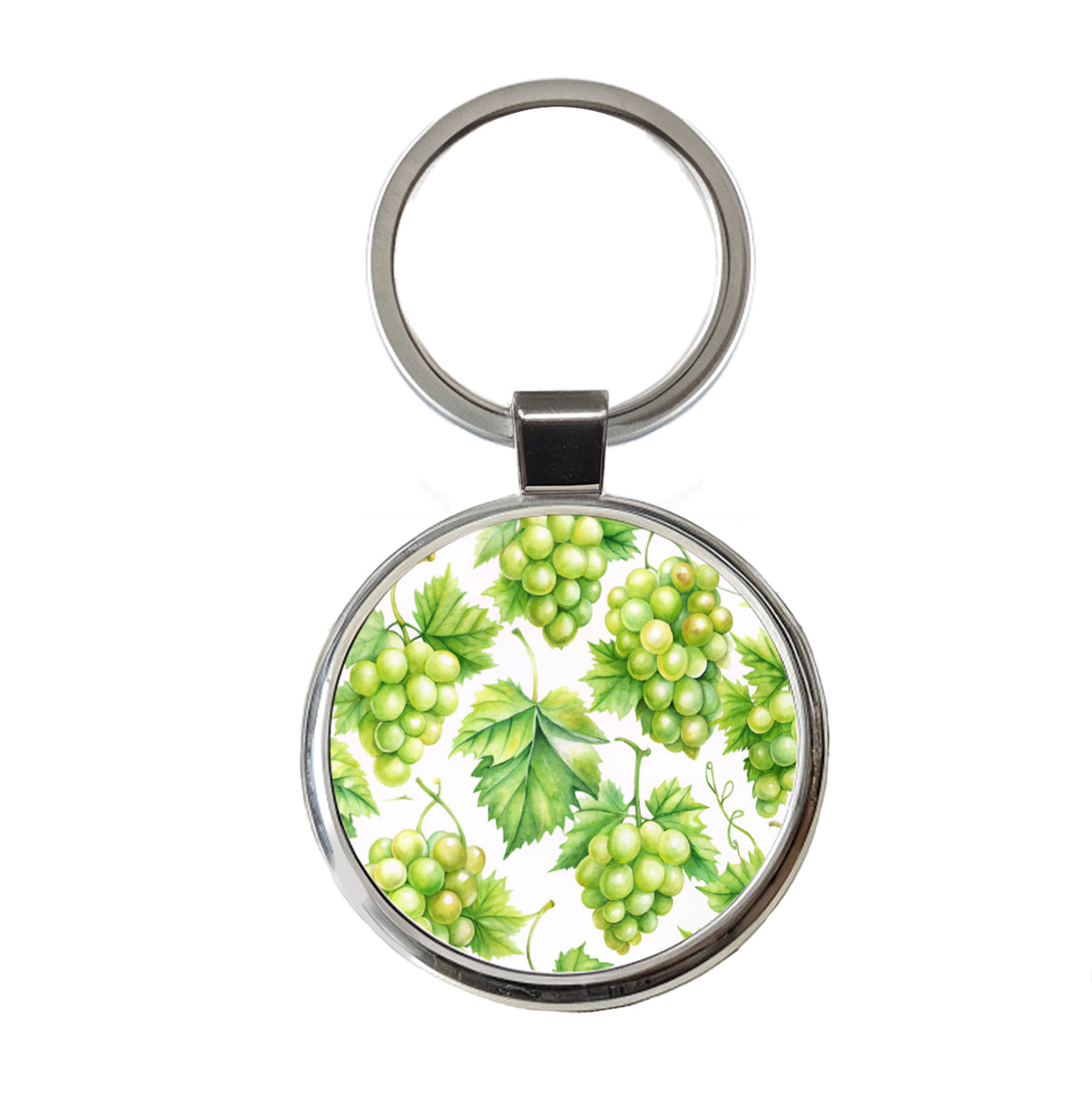 Bunches Of Green Grapes Round Metal Keychain