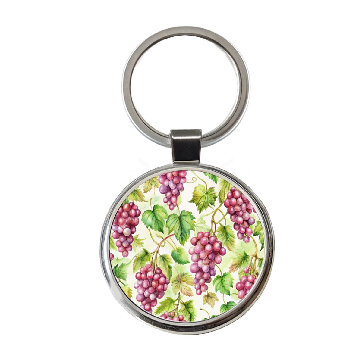 Bunches Of Purple Grapes Round Metal Keychain