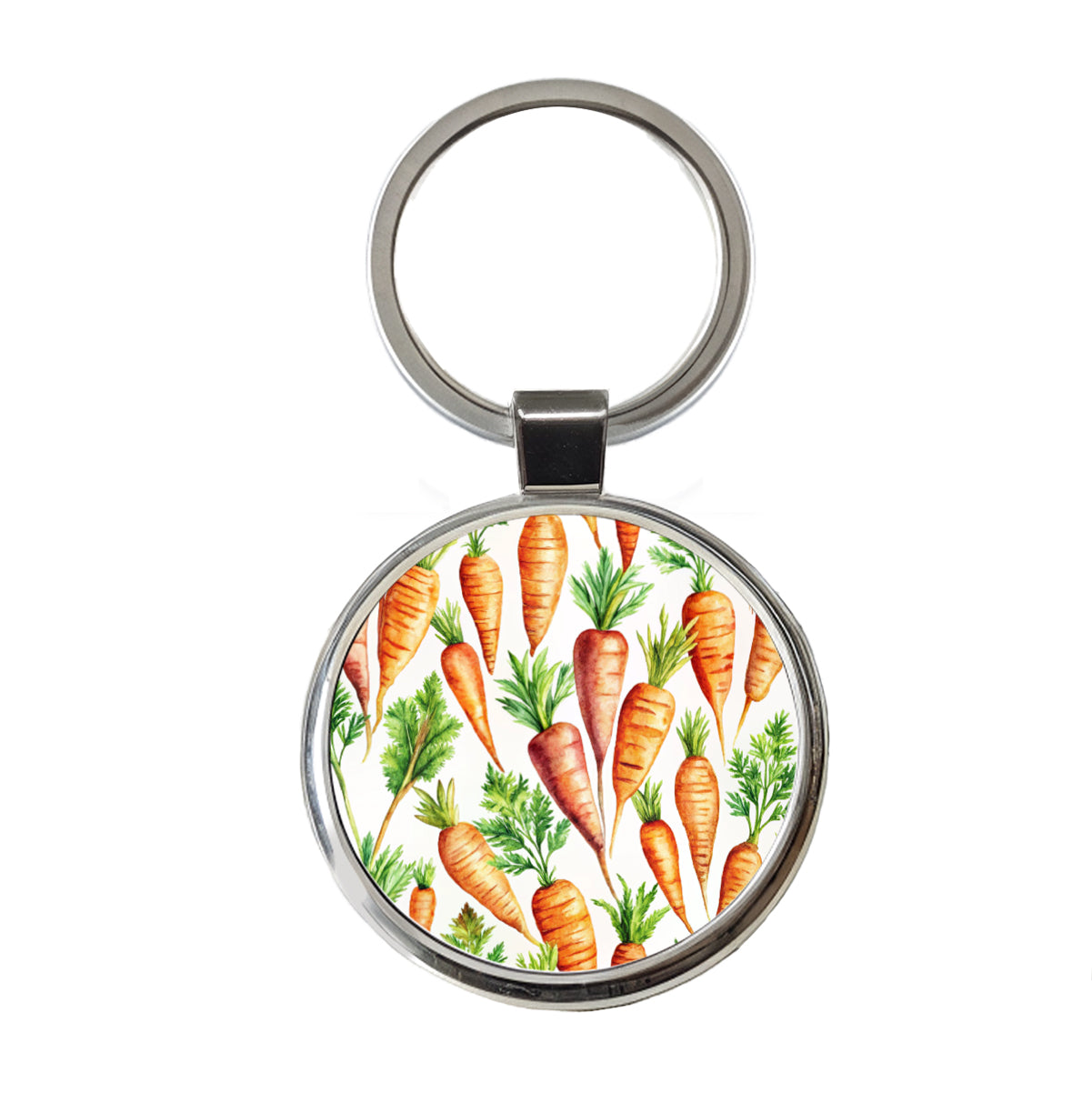 Carrots Vegetables Watercolor Round Metal Keychain