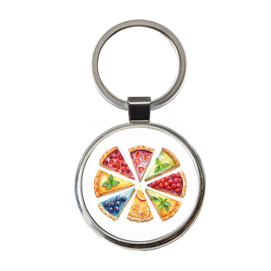Fruit Pie Slices Round Metal Keychain