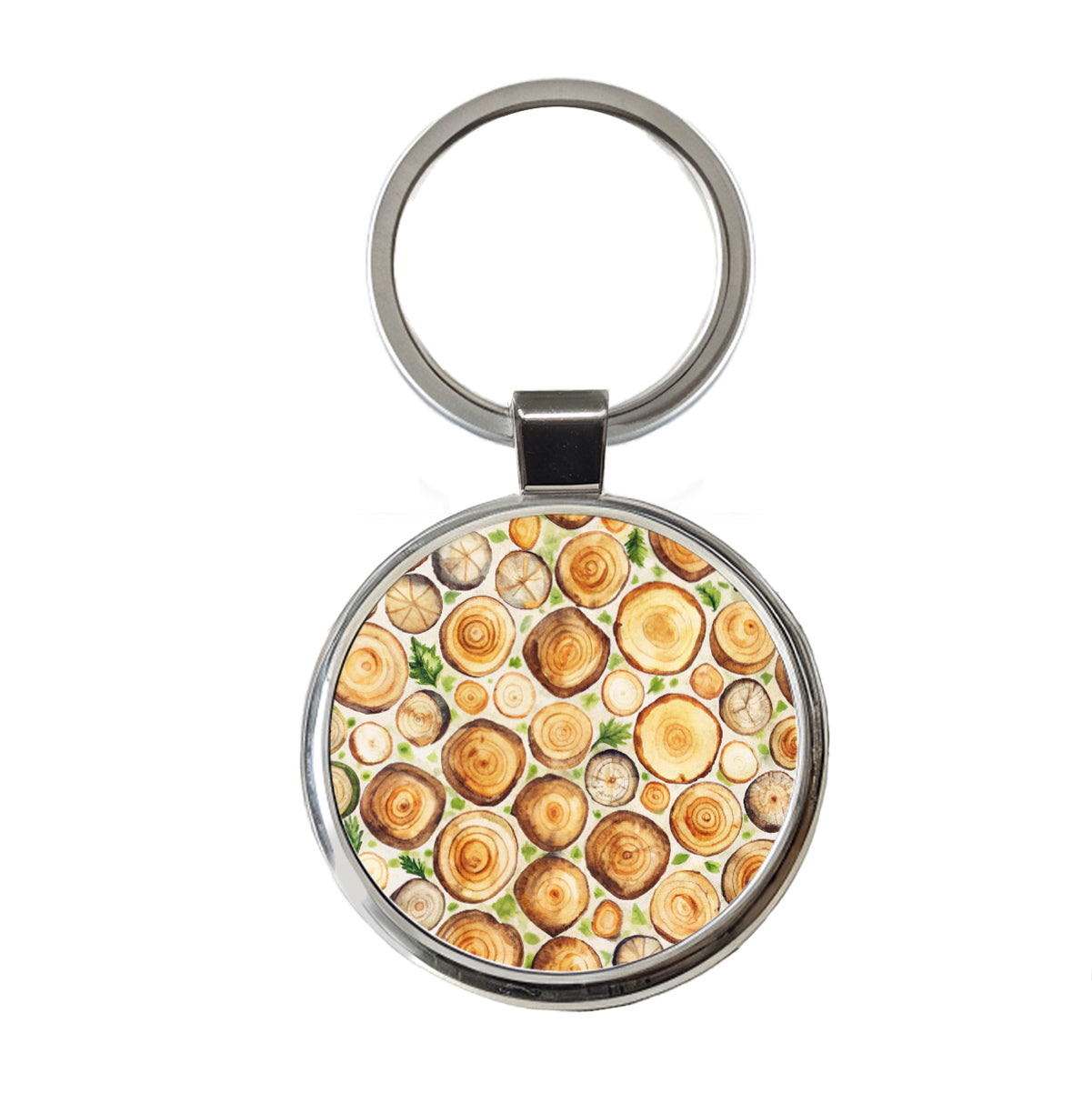 Lots Of Logs Round Metal Keychain