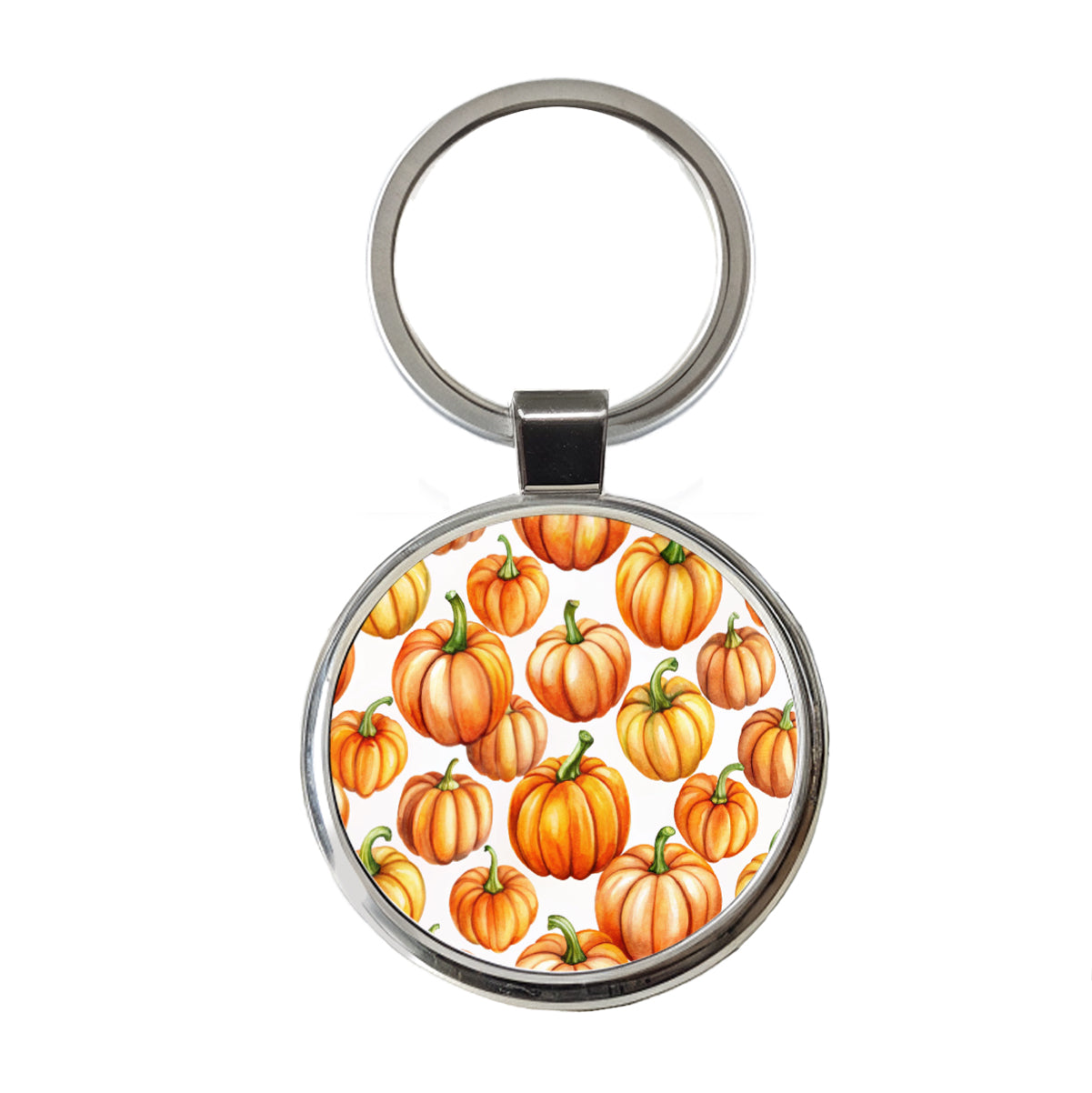 Lots Of Orange Pumpkins Fall Autumn Halloween Round Metal Keychain