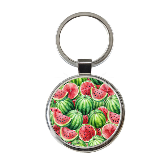 Lots Of Watermelons Round Metal Keychain