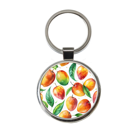 Mangos Fruit Watercolor Round Metal Keychain