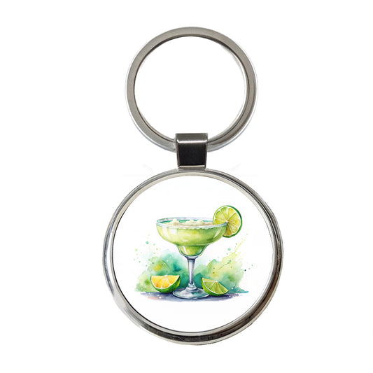 Margarita Green Drink Alcohol Round Metal Keychain