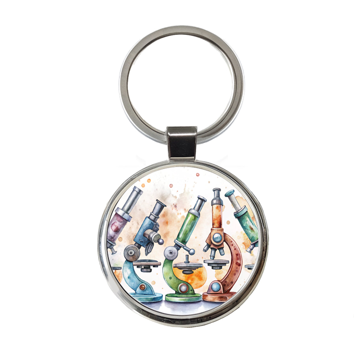 Microscopes Science Scientist Lab Biology Teacher Round Metal Keychain