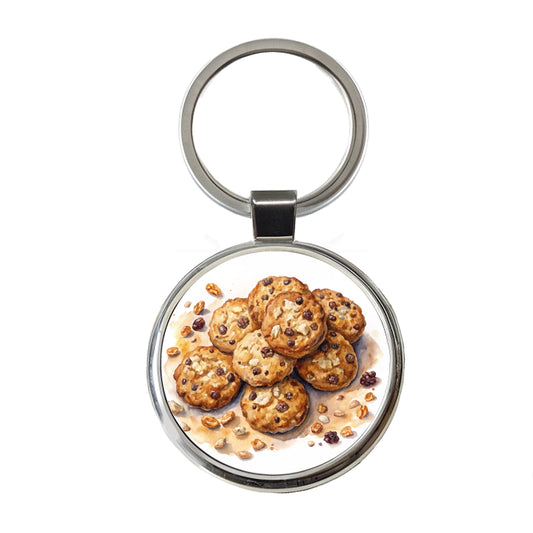 Oatmeal Raisin Cookies Round Metal Keychain