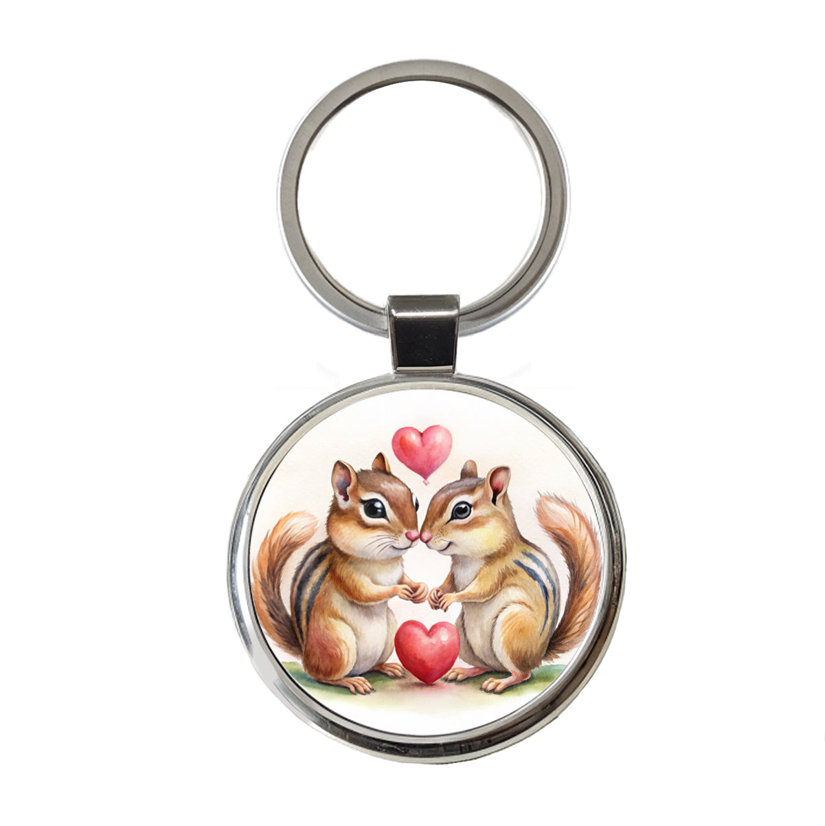 Chipmunks In Love Valentine's Day Round Metal Keychain