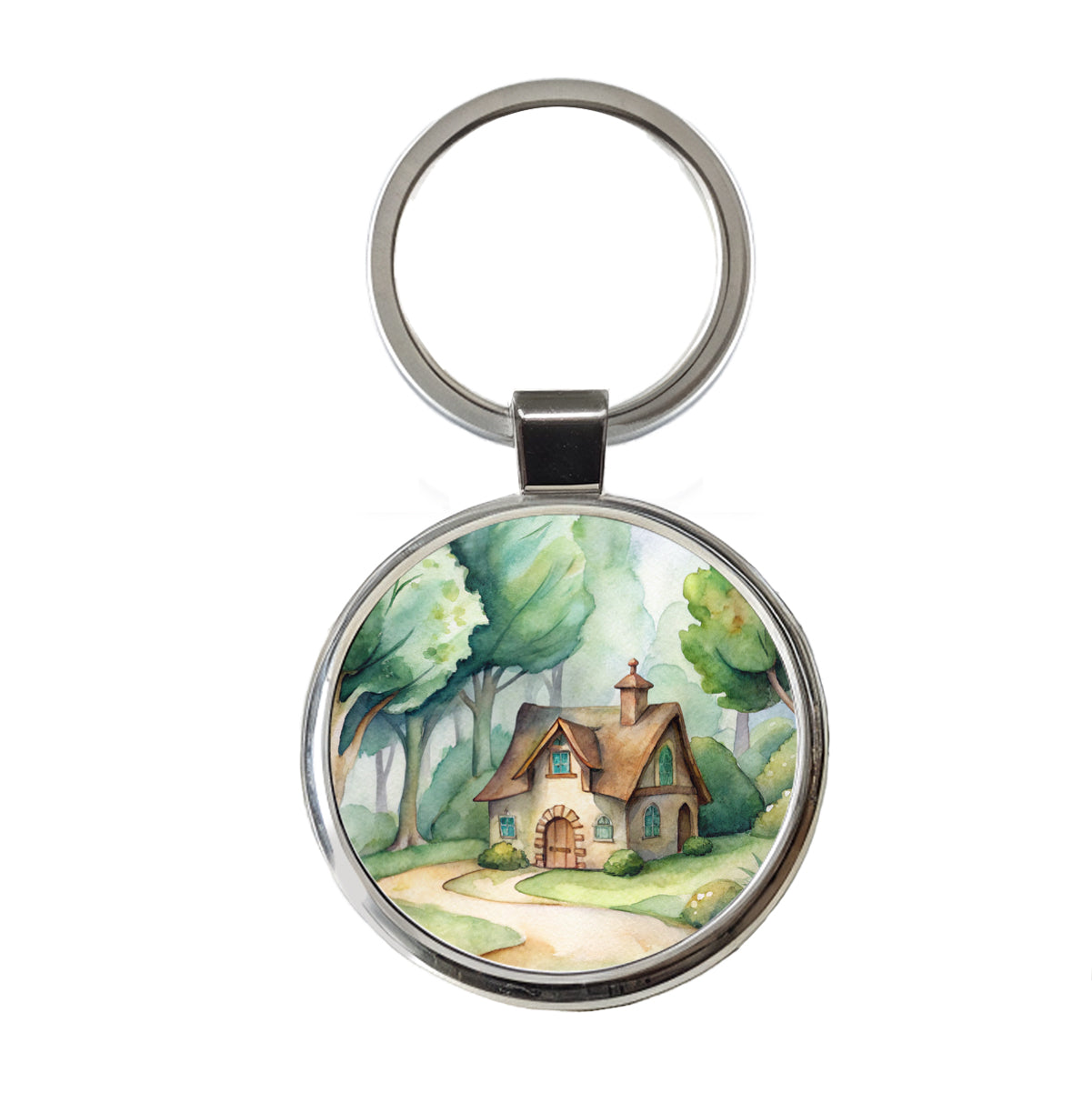 House Shire In The Woods Round Metal Keychain