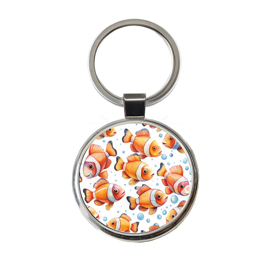 Lots Of Sweet Clownfish Round Metal Keychain