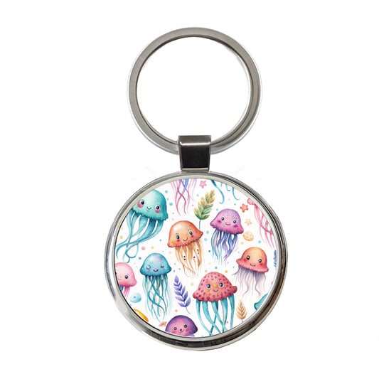 Lots Of Sweet Jellyfish Round Metal Keychain