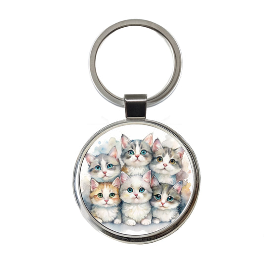 Sweet Australian Mist Cats Round Metal Keychain