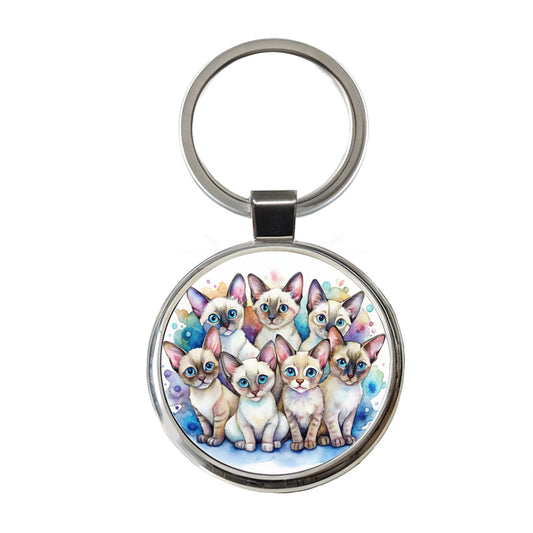Sweet Colorpoint Shorthair Cats Round Metal Keychain