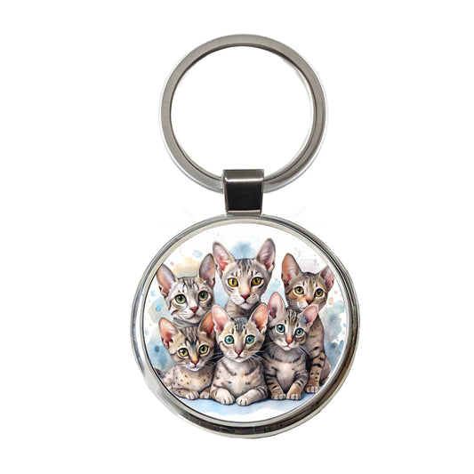 Sweet Egyptian Mau Cats Round Metal Keychain