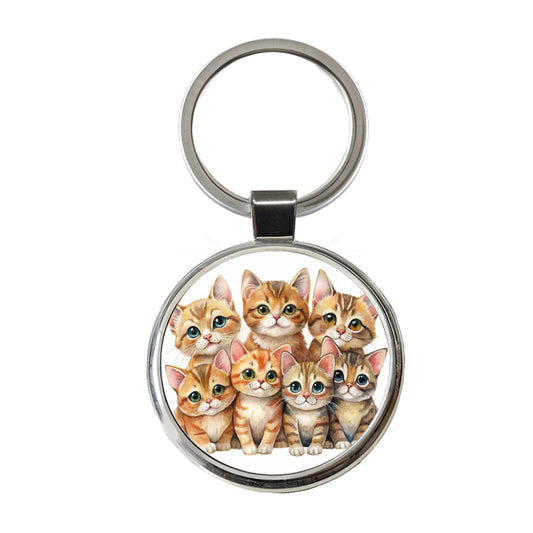 Sweet Havana Brown Cats Round Metal Keychain