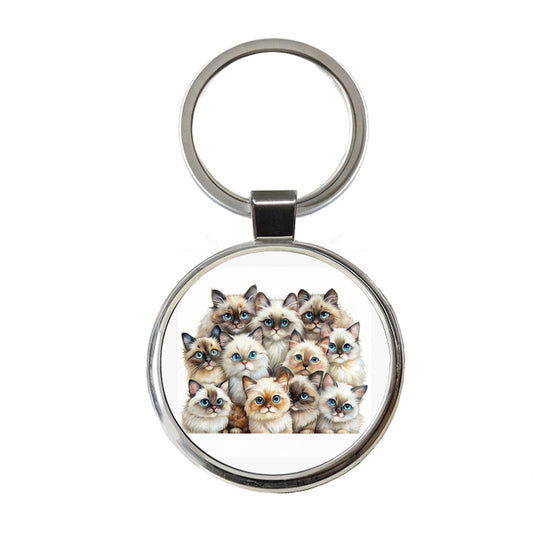 Sweet Himalayan Cats Round Metal Keychain
