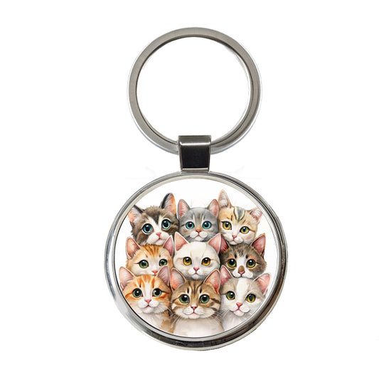 Sweet Javanese Cats Round Metal Keychain