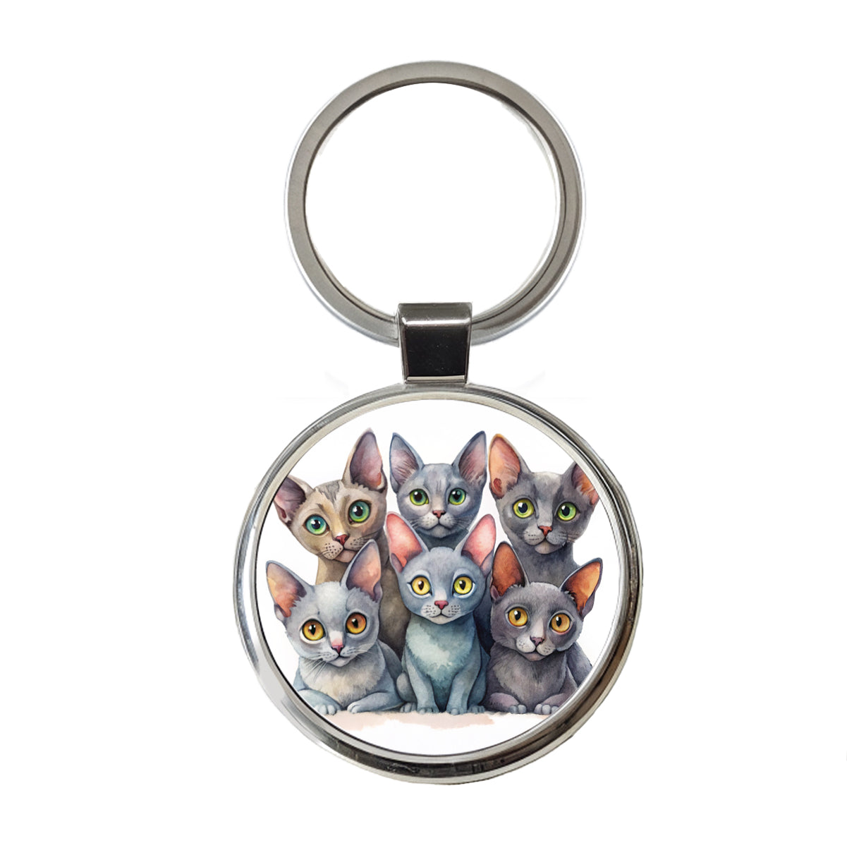 Sweet Korat Cats Round Metal Keychain