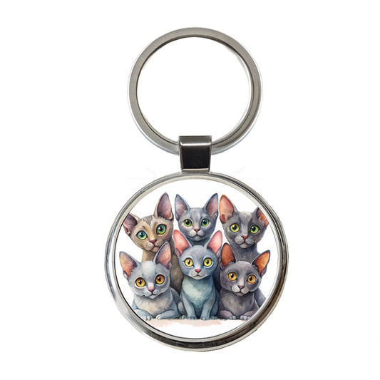 Sweet Korat Cats Round Metal Keychain