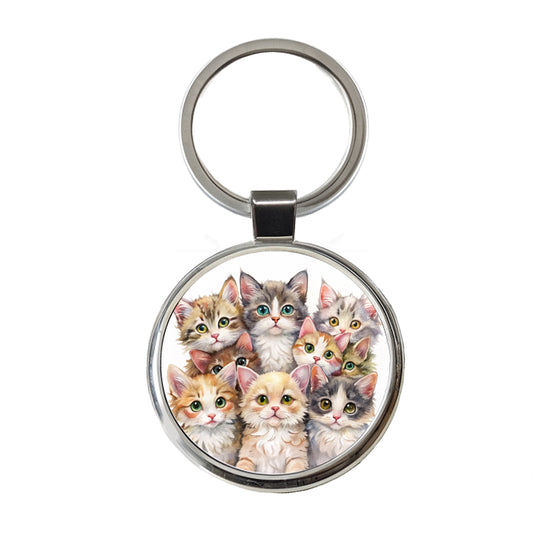 Sweet Laperm Cats Round Metal Keychain