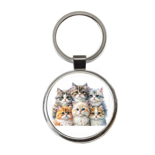 Sweet Persian Cats Round Metal Keychain