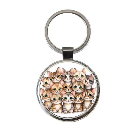 Sweet Sokoke Cats Round Metal Keychain