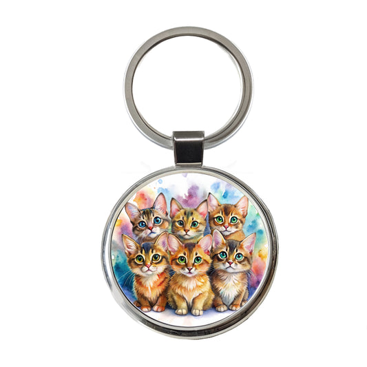 Sweet Somali Cats Round Metal Keychain