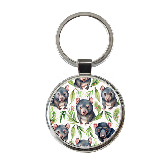 Sweet Tasmanian Devils Round Metal Keychain