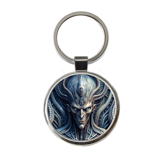 Alien Creature Creepy Horror Sci-Fi Round Metal Keychain