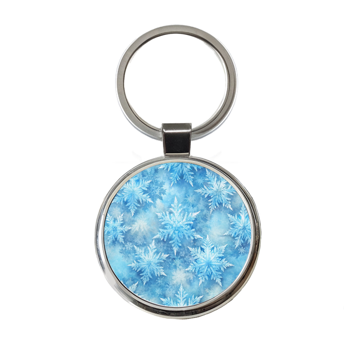 Ice Crystals Snowflakes Winter Beautiful Round Metal Keychain