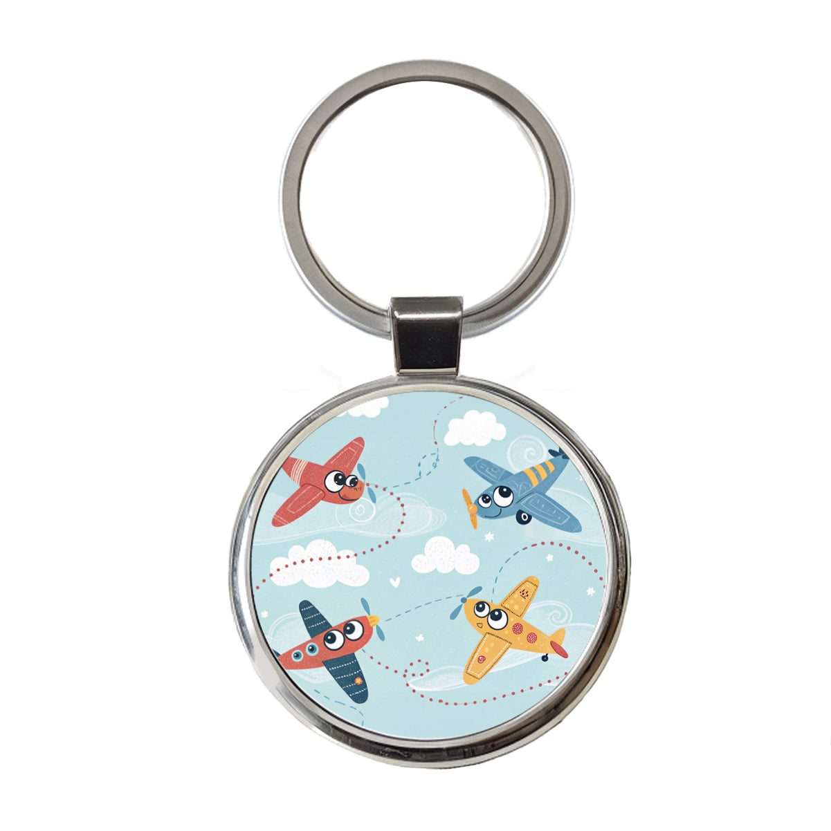 Airplanes Cute Cartoon Round Metal Keychain