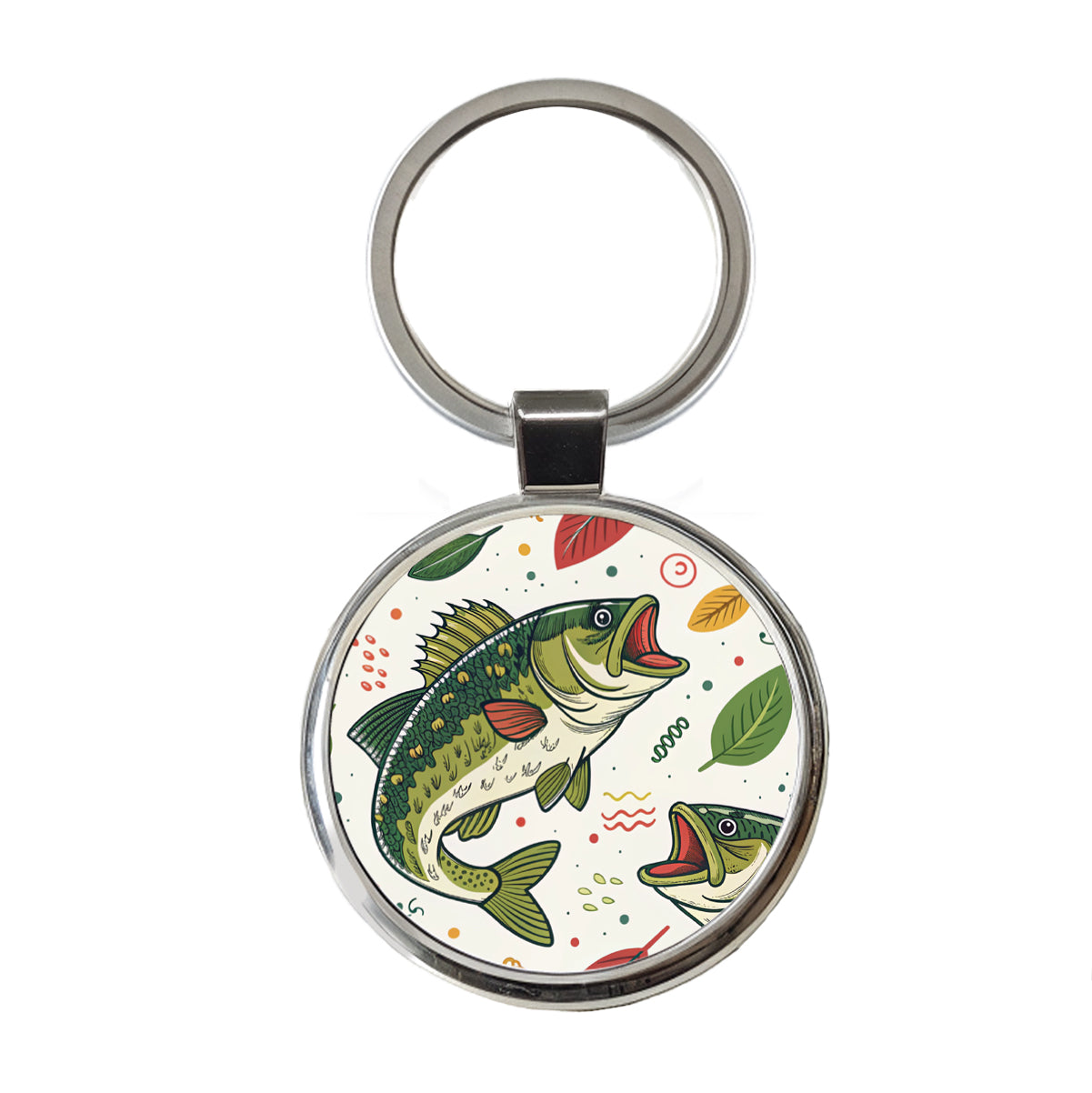 Bass Fish Fishing Cute Cartoon Round Metal Keychain